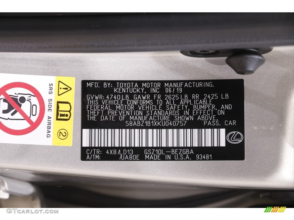2019 ES Color Code 4X8 for Moonbeam Beige Metallic Photo #144883646