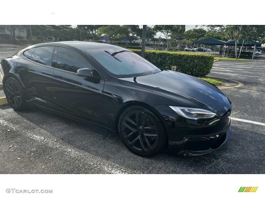 Solid Black 2021 Tesla Model S Long Range AWD Exterior Photo #144888556
