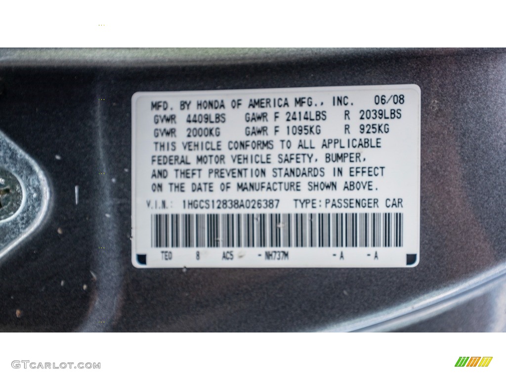 2008 Accord EX-L Coupe - Polished Metal Metallic / Black photo #30