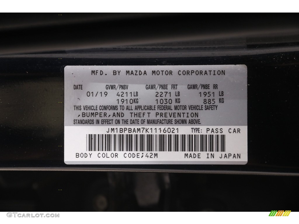 2019 MAZDA3 Color Code 42M for Deep Crystal Blue Mica Photo #144896650