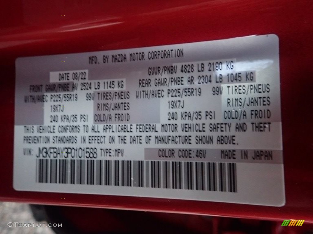 2023 CX-5 Color Code 46V for Soul Red Crystal Metallic Photo #144898858