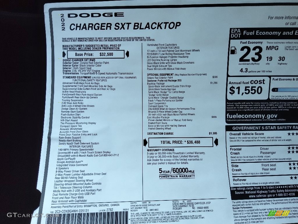2022 Charger SXT Blacktop - Octane Red Pearl / Black photo #27
