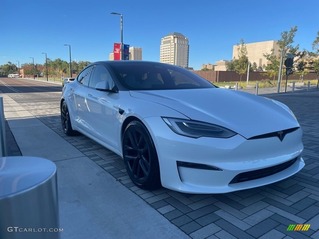 Pearl White Multi-Coat 2021 Tesla Model S Plaid AWD Exterior Photo #144904201