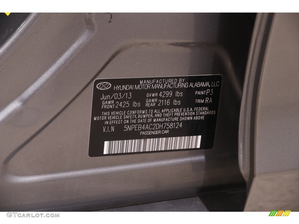 2013 Sonata GLS - Harbor Gray Metallic / Gray photo #18