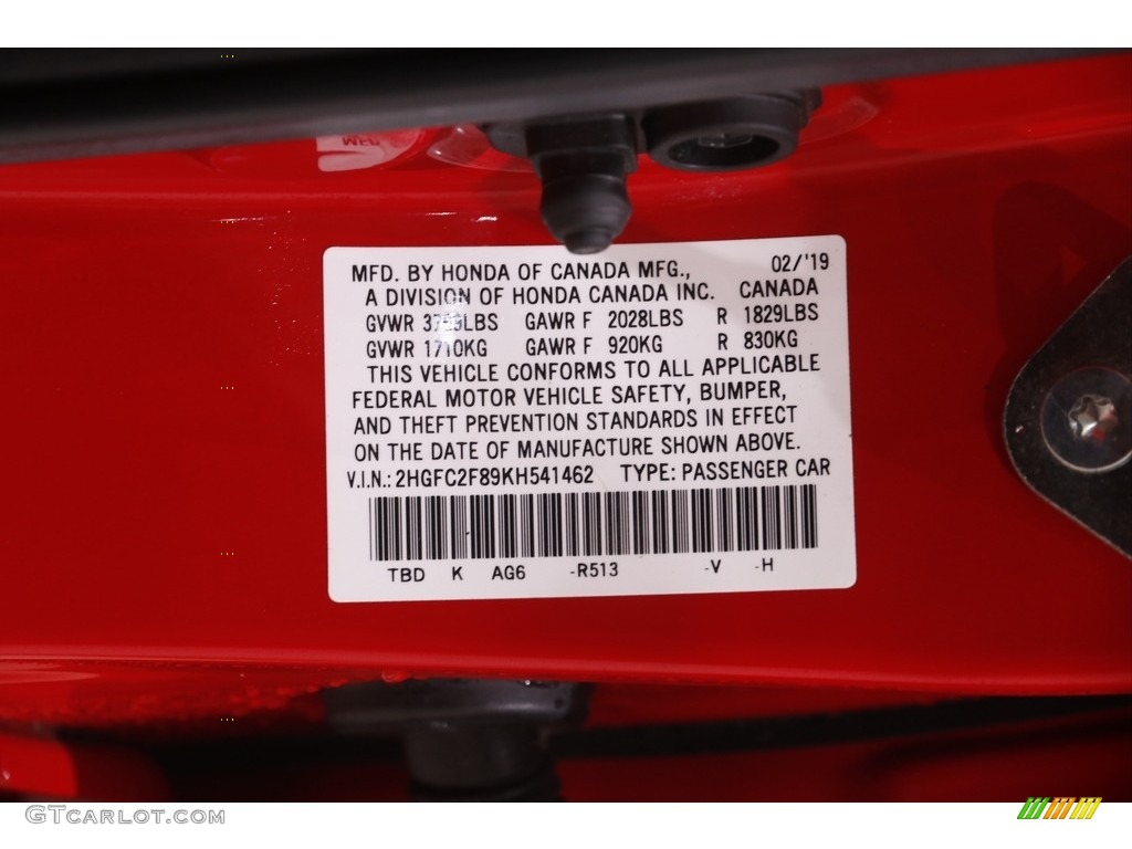 2019 Civic Sport Sedan - Rallye Red / Black photo #21