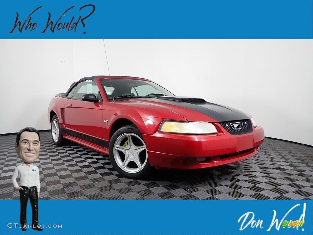 2000 Mustang GT Convertible - Laser Red Metallic / Medium Graphite photo #1