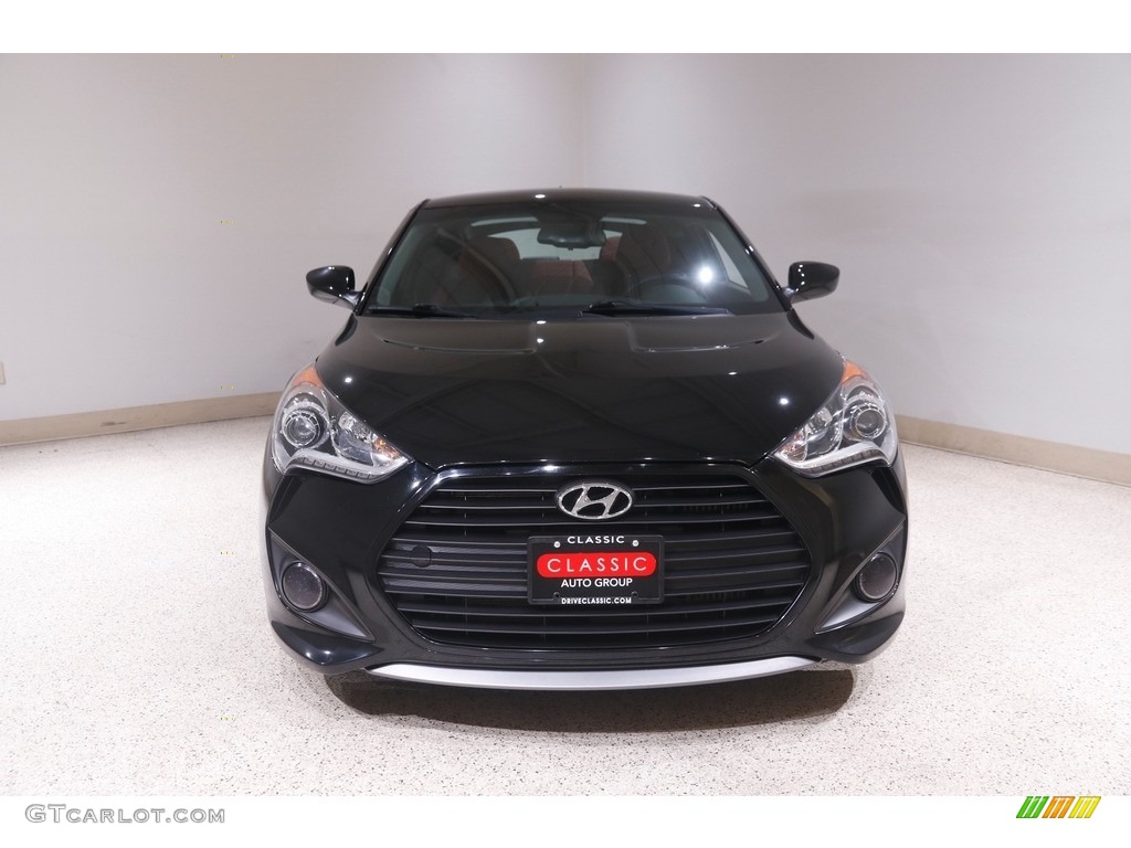 2015 Veloster Turbo R-Spec - Ultra Black / Black/Red photo #2