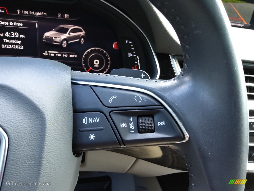 2018 Audi Q7 3.0 TFSI Premium Plus quattro Rock Gray Steering Wheel Photo #144918151