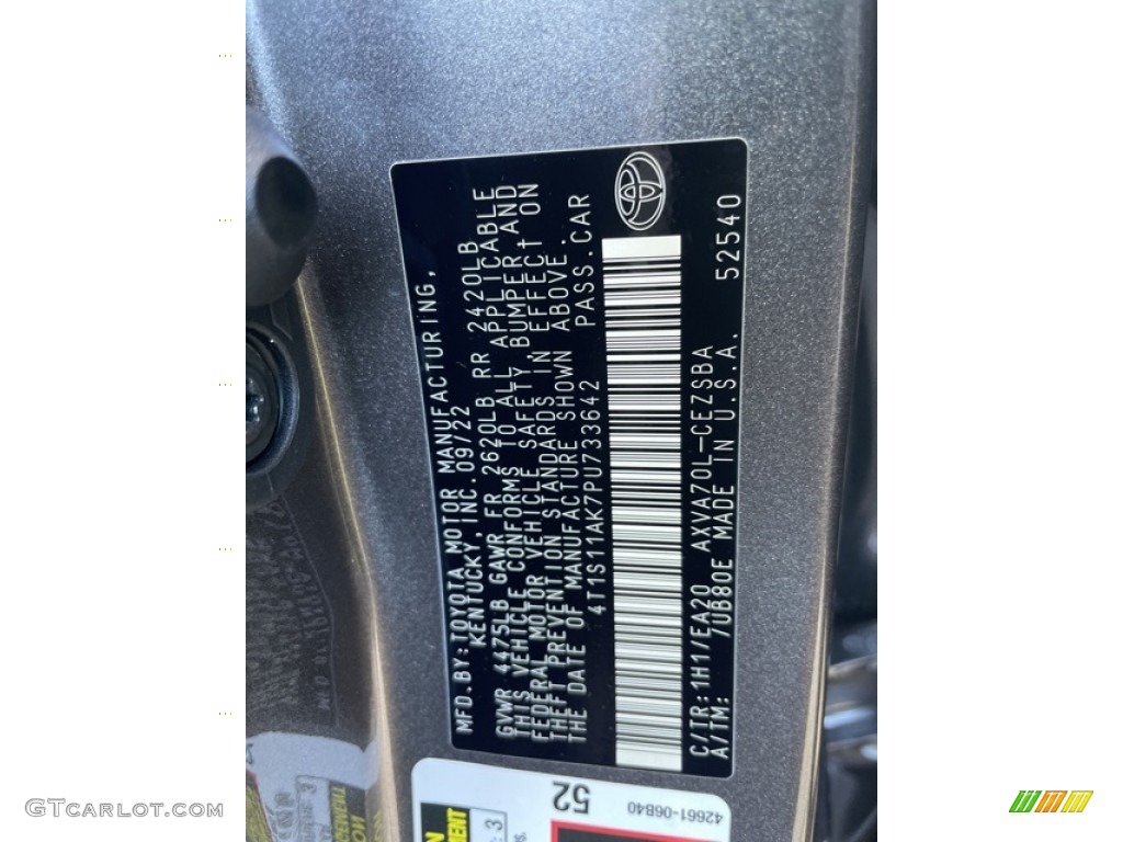 2023 Camry Color Code 1H1 for Predawn Gray Mica Photo #144919402