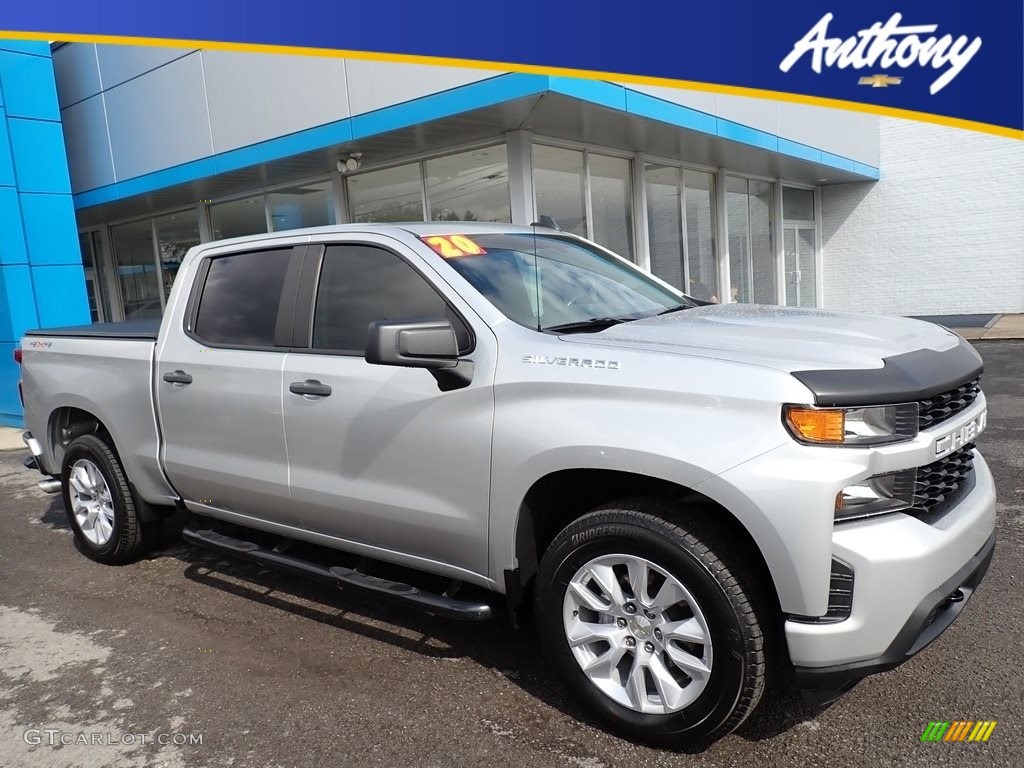 2020 Silverado 1500 Custom Crew Cab 4x4 - Silver Ice Metallic / Jet Black photo #1