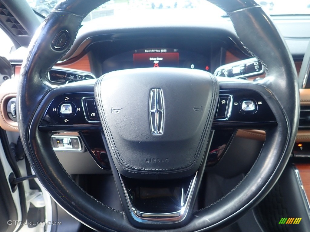 2020 Lincoln Aviator Reserve AWD Ebony Roast Steering Wheel Photo #144923109