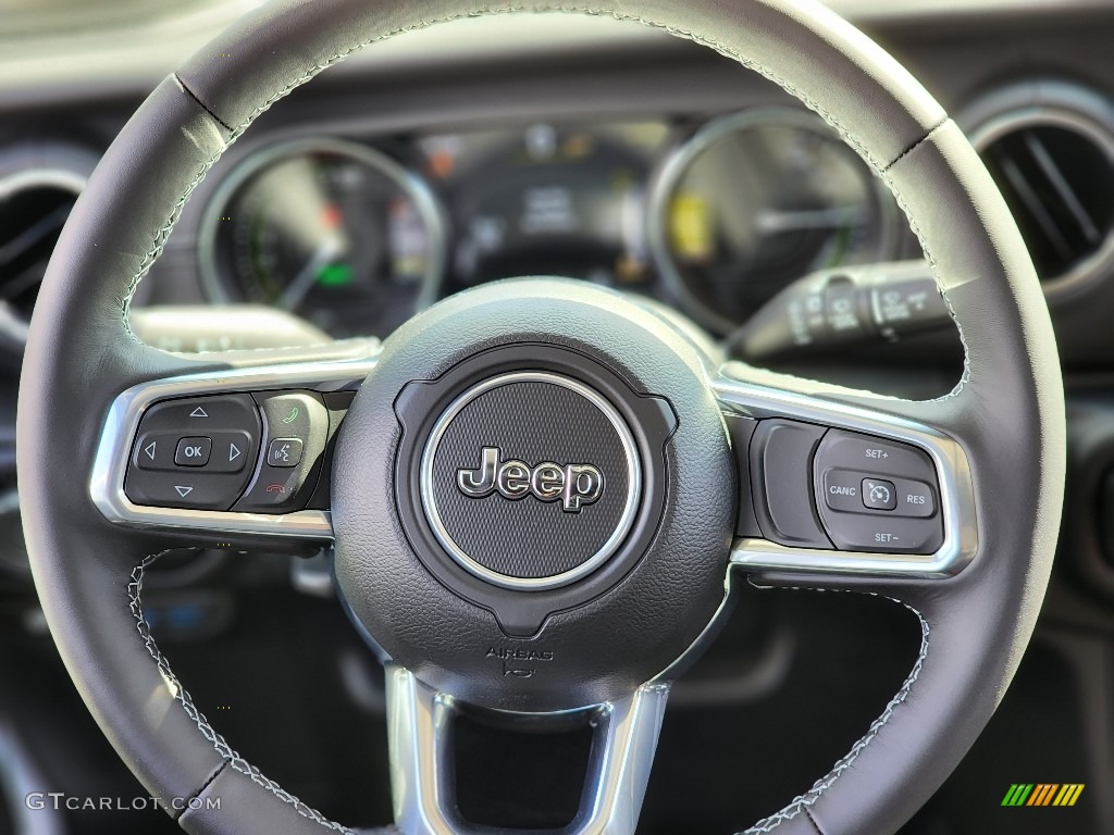 2023 Jeep Wrangler Unlimited Sahara 4XE Hybrid Black Steering Wheel Photo #144933652