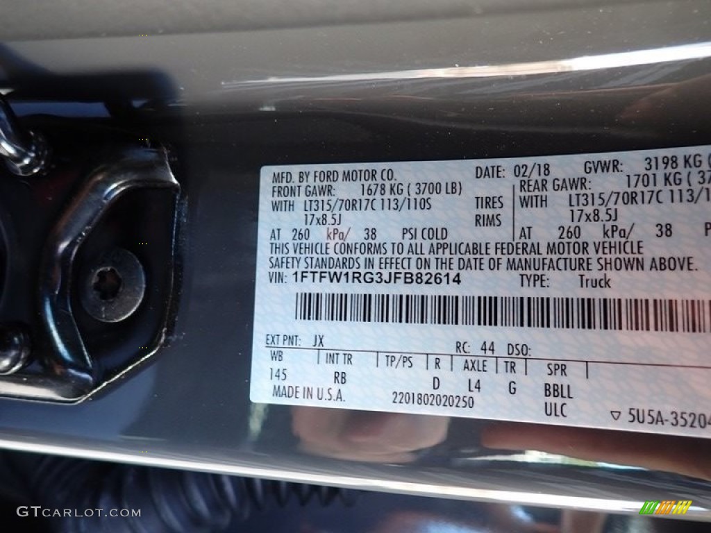 2018 F150 Color Code JX for Lead Foot Photo #144933733