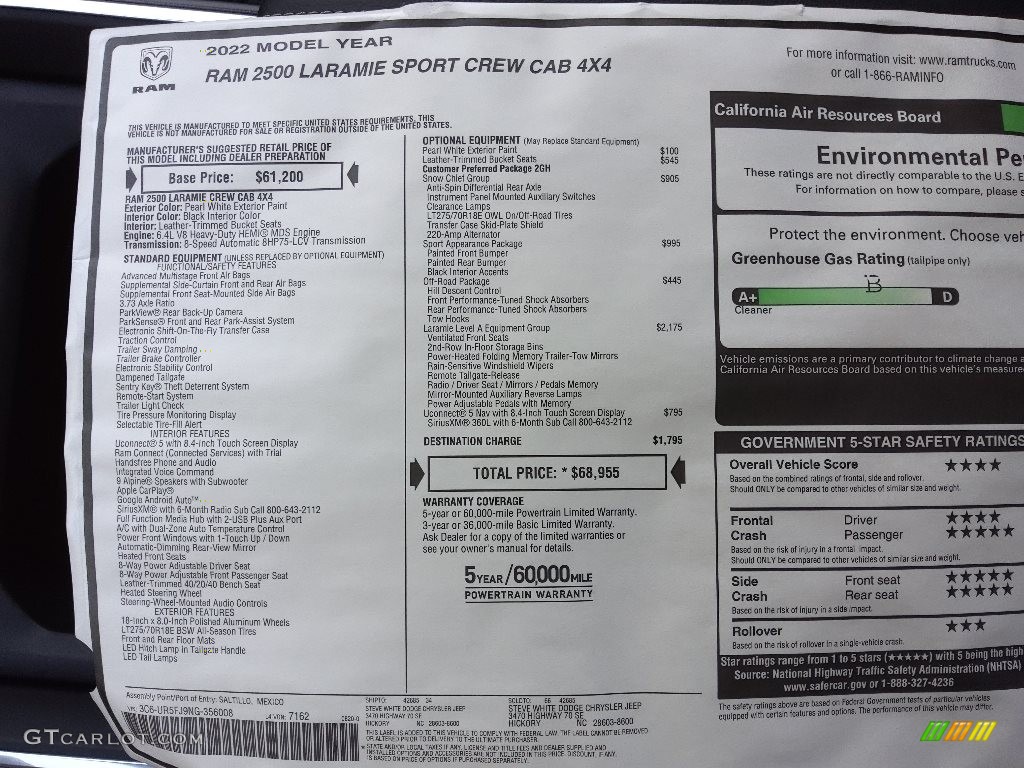 2022 2500 Laramie Crew Cab 4x4 - Pearl White / Black photo #30