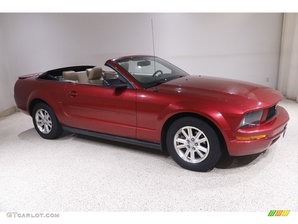 2007 Mustang V6 Premium Convertible - Redfire Metallic / Medium Parchment photo #1