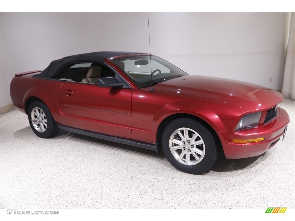 2007 Mustang V6 Premium Convertible - Redfire Metallic / Medium Parchment photo #2
