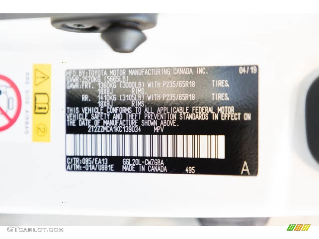 2019 Lexus RX 350 Color Code Photos