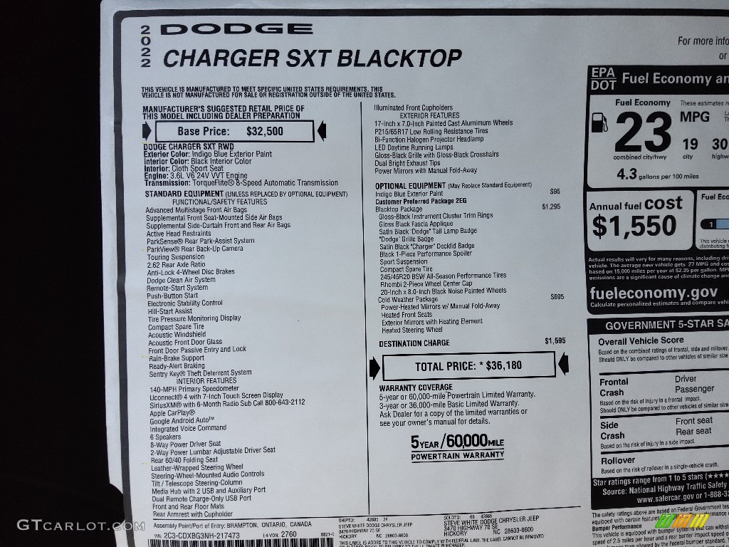 2022 Charger SXT Blacktop - Indigo Blue / Black photo #27