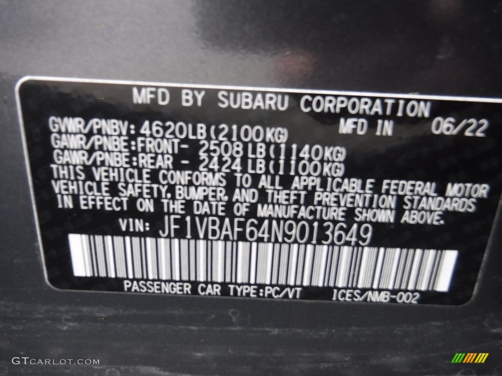 2022 WRX Premium - Magnetite Gray Metallic / Carbon Black photo #34