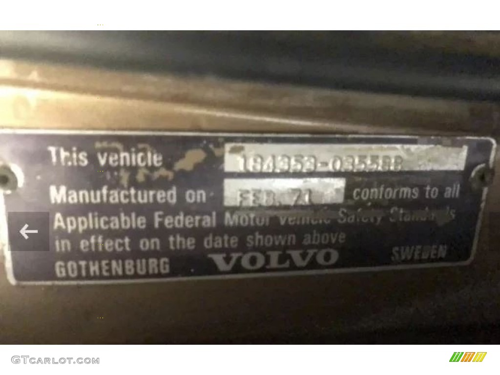 1971 Volvo 1800 E Info Tag Photo #144943680