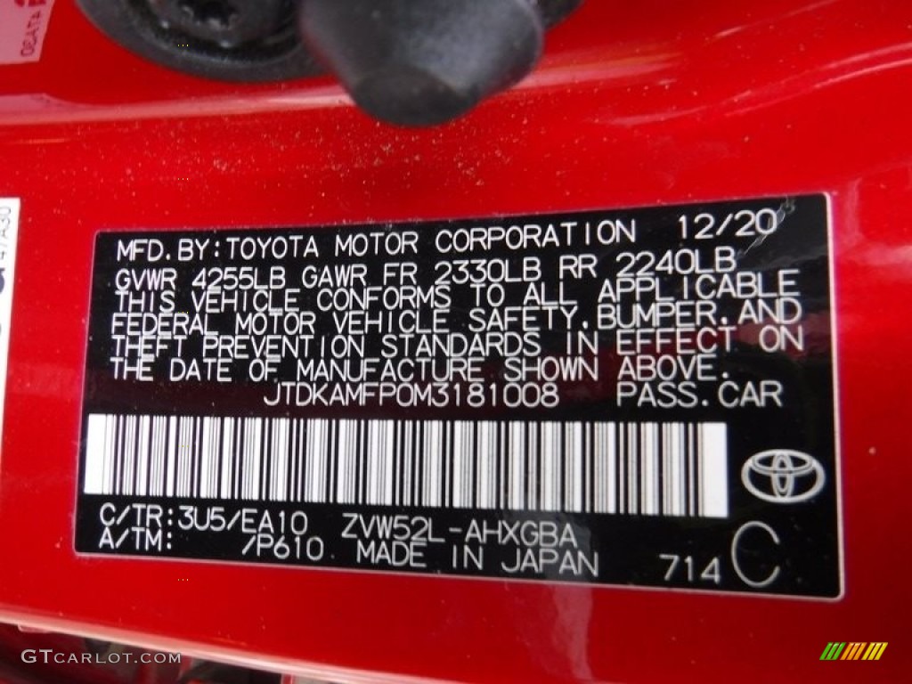 2021 Toyota Prius Prime XLE Hybrid Color Code Photos