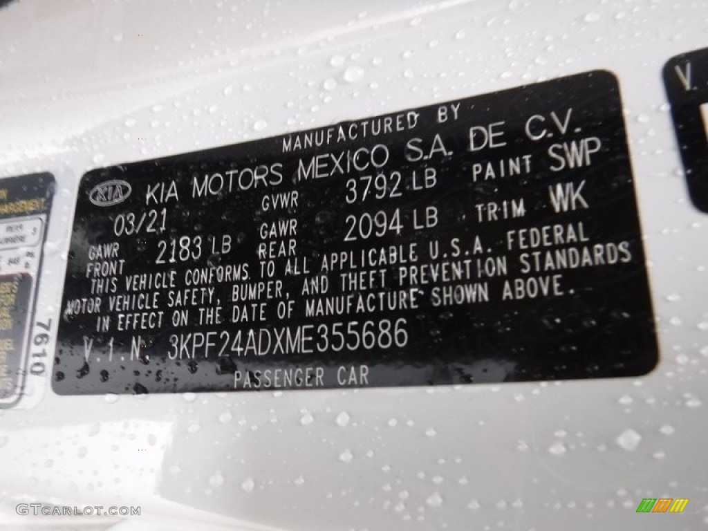 2021 Forte FE - Clear White / Black photo #28