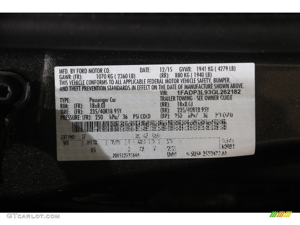 2016 Focus ST - Magnetic / Charcoal Black/Smoke Storm Partial Recaro Leather photo #22