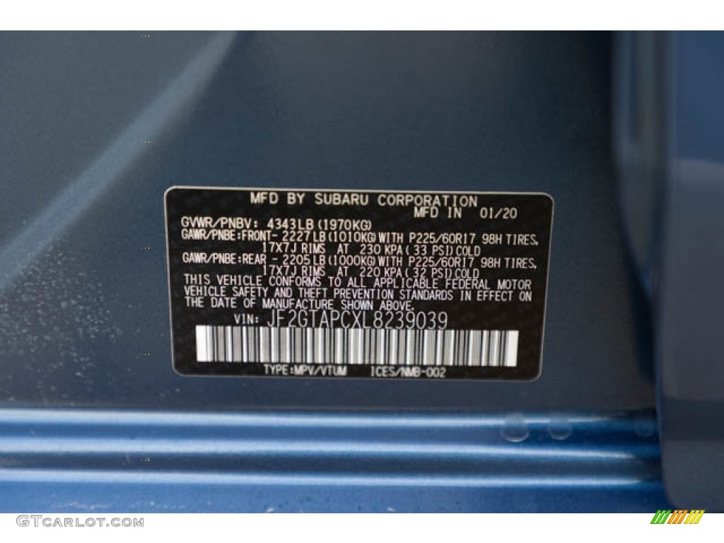 2020 Crosstrek 2.0 Premium - Quartz Blue Pearl / Gray photo #35