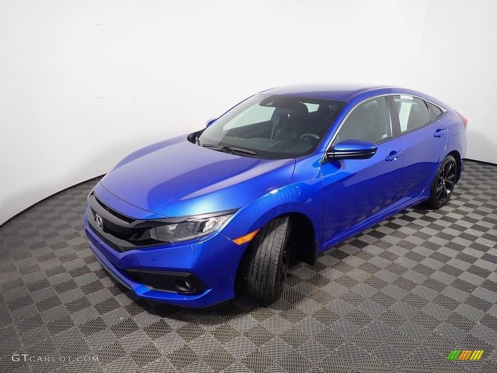 2020 Civic Sport Sedan - Aegean Blue Metallic / Black photo #8