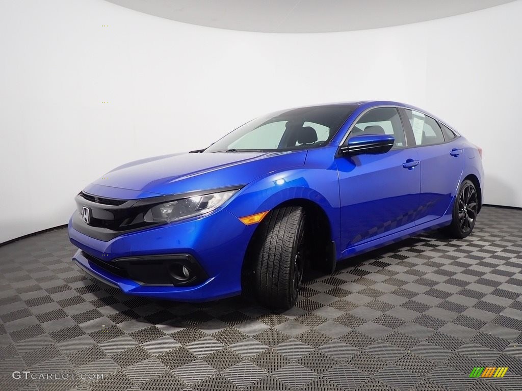 2020 Civic Sport Sedan - Aegean Blue Metallic / Black photo #9