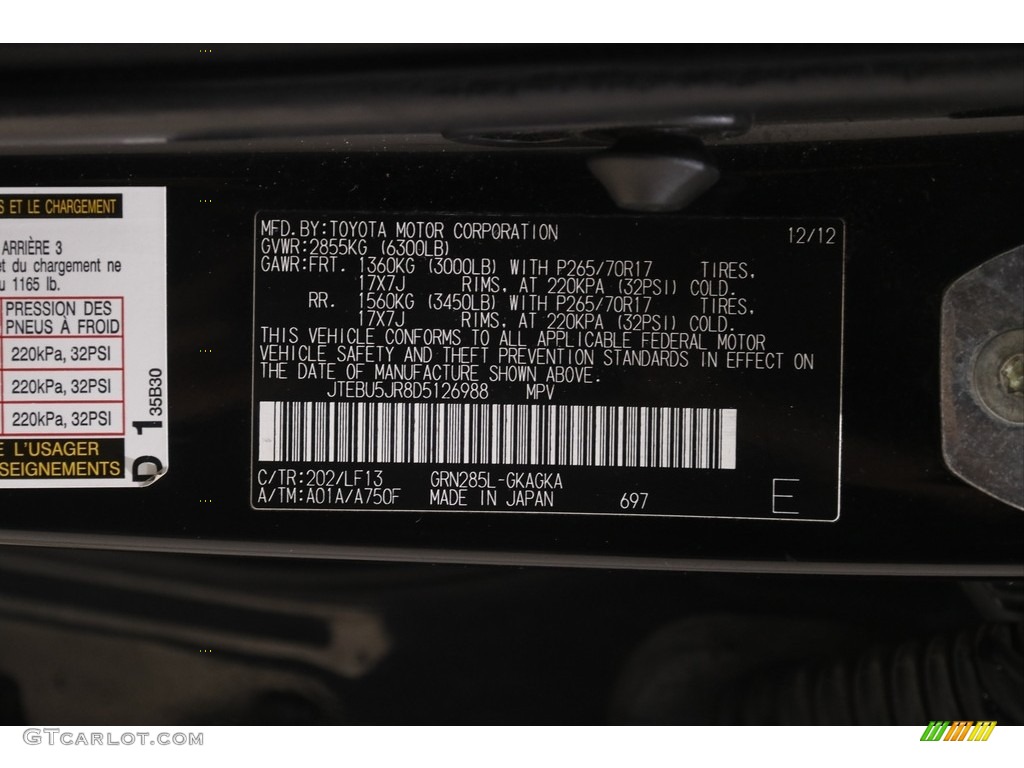 2013 Toyota 4Runner SR5 4x4 Color Code Photos