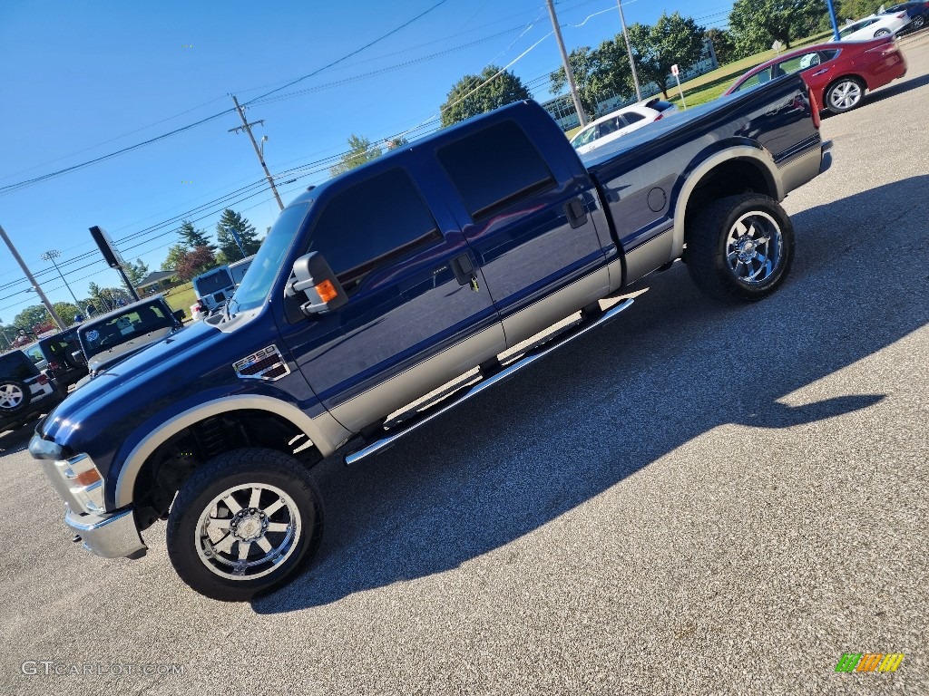 2008 F350 Super Duty Lariat Crew Cab 4x4 - Dark Blue Pearl Metallic / Camel photo #1