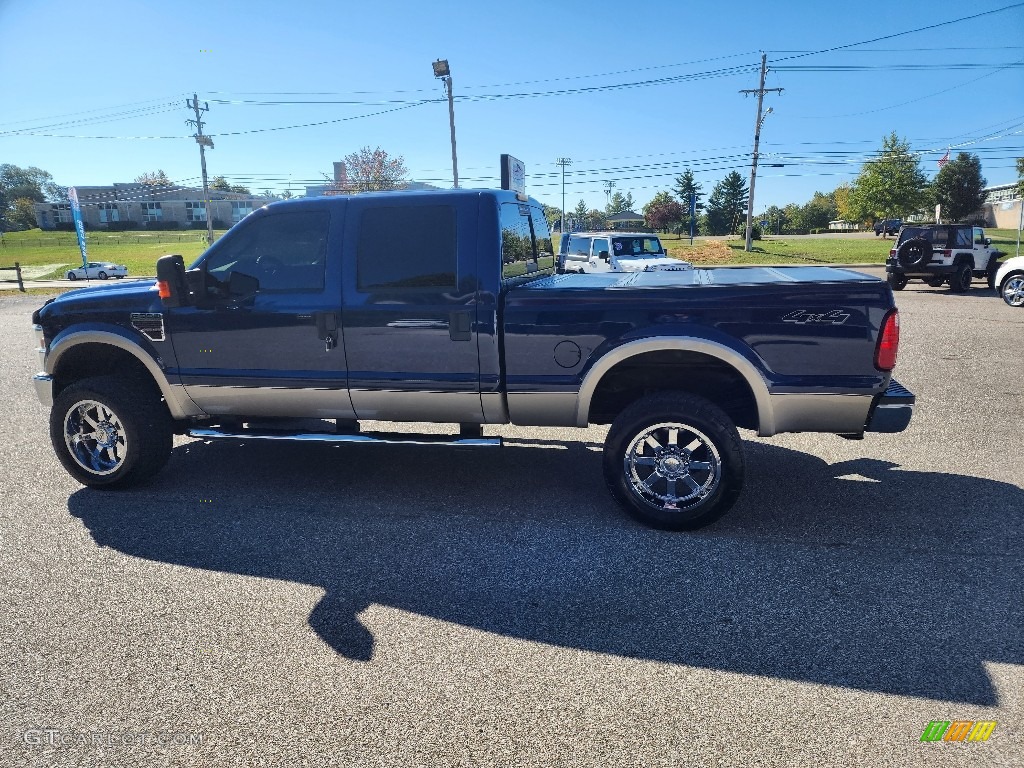 2008 F350 Super Duty Lariat Crew Cab 4x4 - Dark Blue Pearl Metallic / Camel photo #2