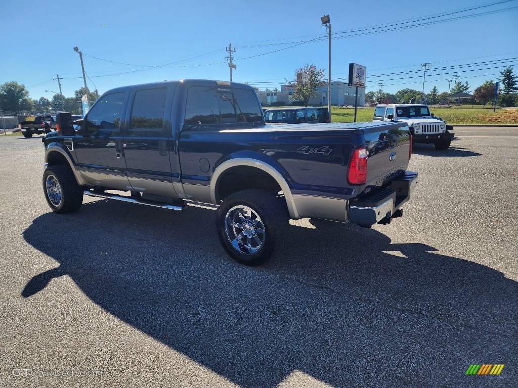 2008 F350 Super Duty Lariat Crew Cab 4x4 - Dark Blue Pearl Metallic / Camel photo #3