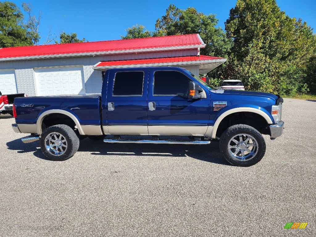 2008 F350 Super Duty Lariat Crew Cab 4x4 - Dark Blue Pearl Metallic / Camel photo #7