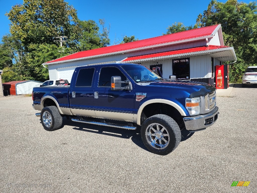 2008 F350 Super Duty Lariat Crew Cab 4x4 - Dark Blue Pearl Metallic / Camel photo #30