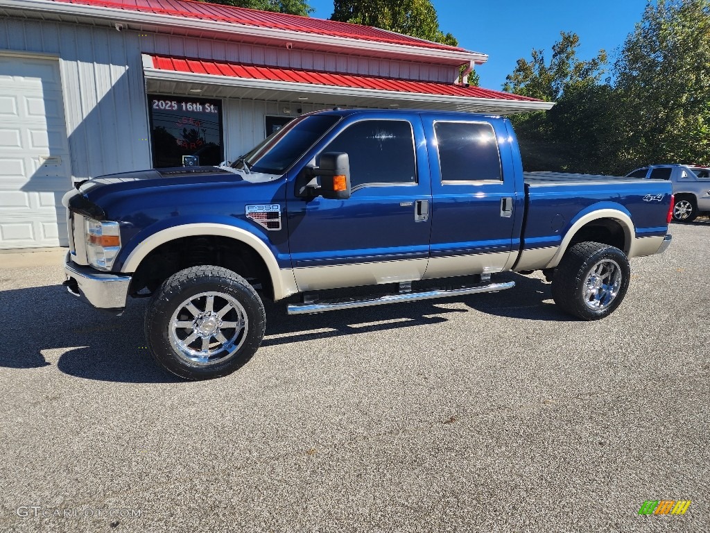 2008 F350 Super Duty Lariat Crew Cab 4x4 - Dark Blue Pearl Metallic / Camel photo #31
