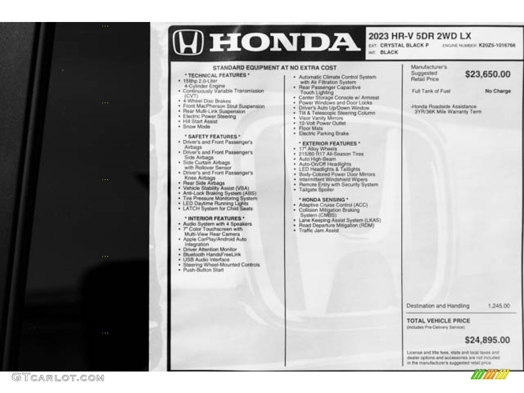 2023 Honda HR-V LX Window Sticker Photo #144960746