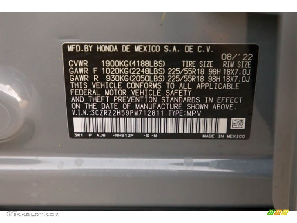 2023 HR-V Color Code NH912P for Urban Gray Pearl Photo #144963683