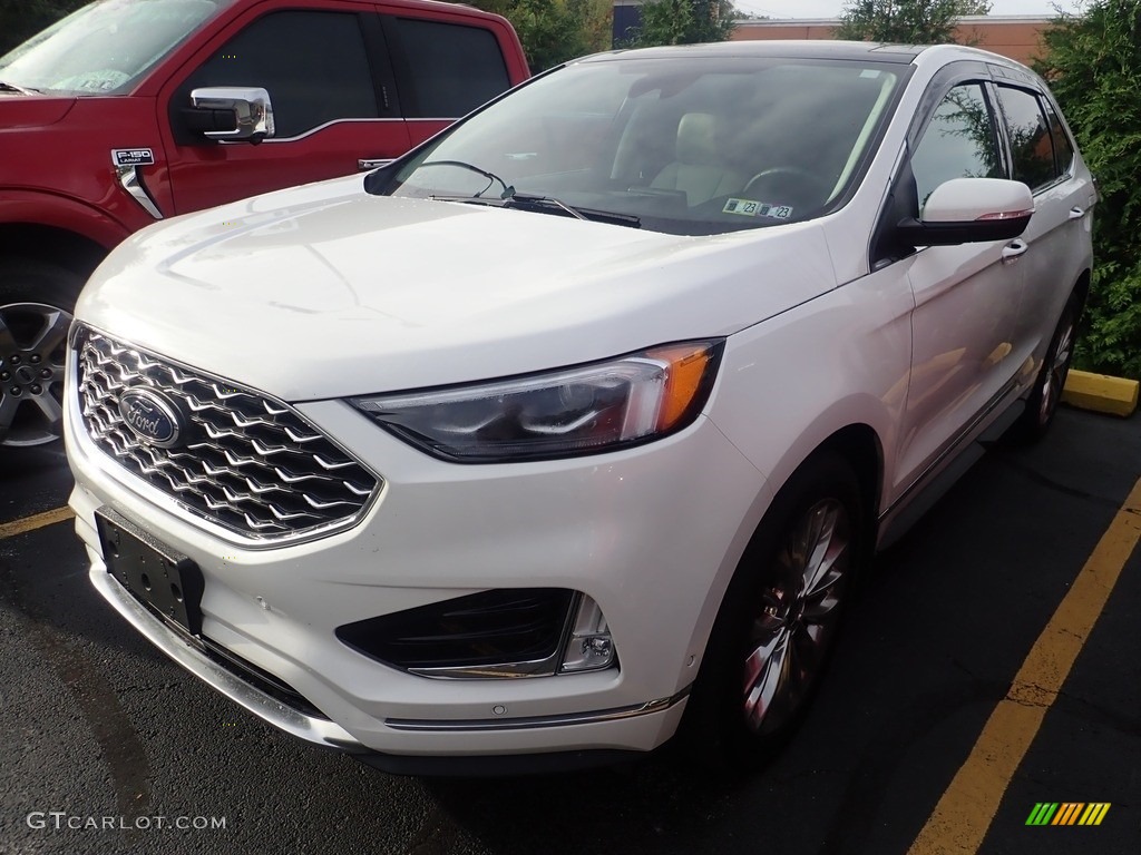 2021 Edge Titanium AWD - Star White Metallic Tri-Coat / Medium Soft Ceramic photo #1