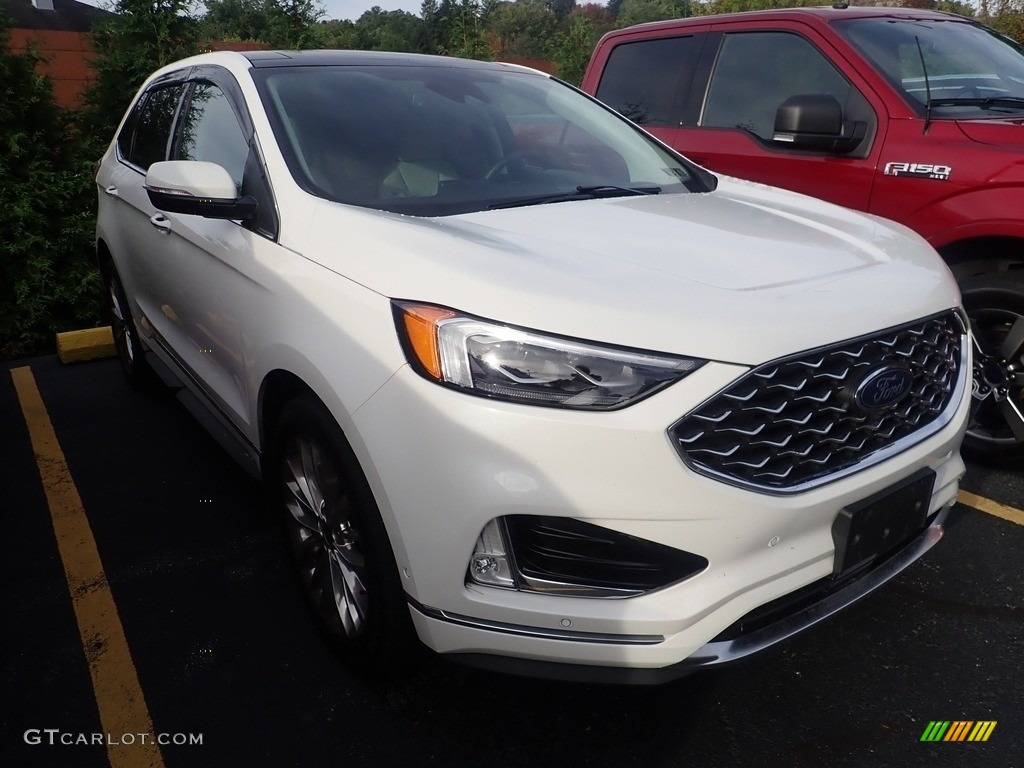 2021 Edge Titanium AWD - Star White Metallic Tri-Coat / Medium Soft Ceramic photo #4