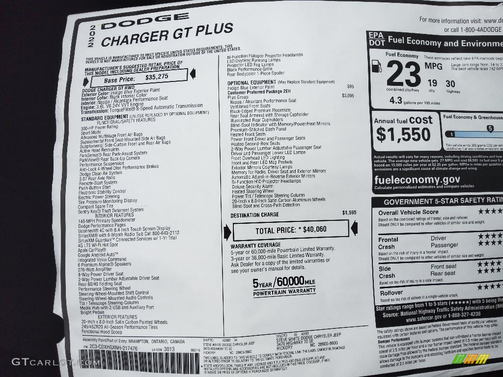 2022 Charger GT Plus - Indigo Blue / Black photo #28