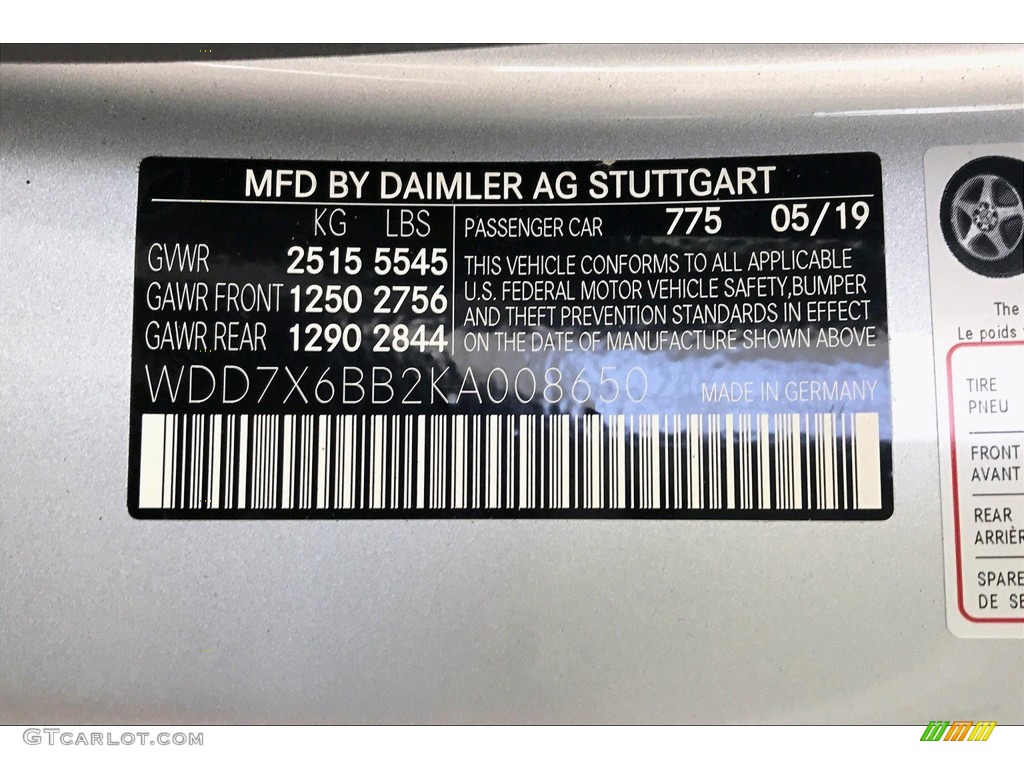 2019 Mercedes-Benz AMG GT 53 Color Code Photos