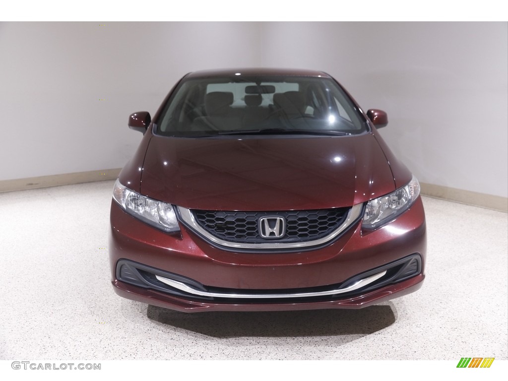 2013 Civic LX Sedan - Crimson Red Pearl / Beige photo #2