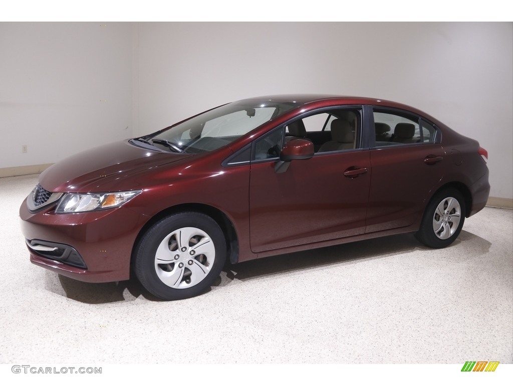 2013 Civic LX Sedan - Crimson Red Pearl / Beige photo #3