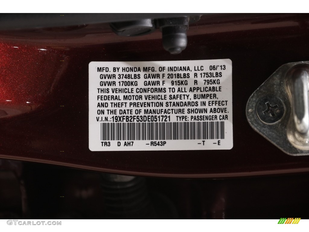 2013 Civic LX Sedan - Crimson Red Pearl / Beige photo #18