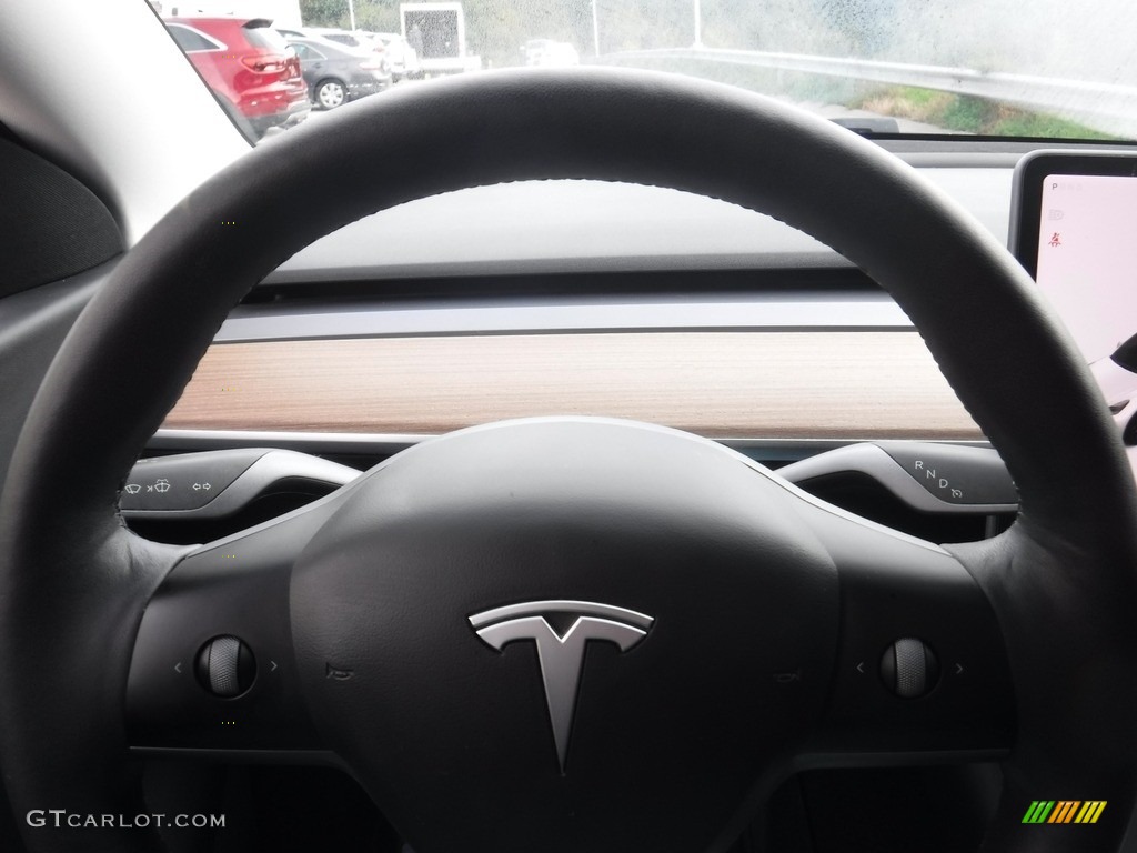 2021 Tesla Model Y Long Range AWD Black Steering Wheel Photo #144982715