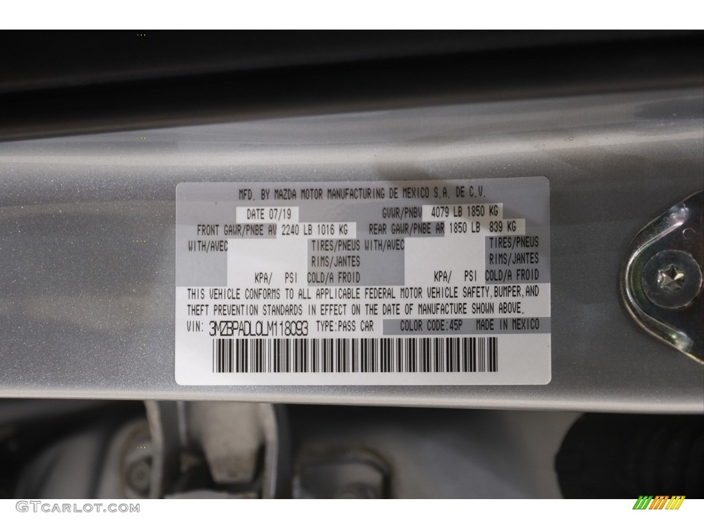 2020 MAZDA3 Preferred Sedan - Sonic Silver Metallic / Black photo #21