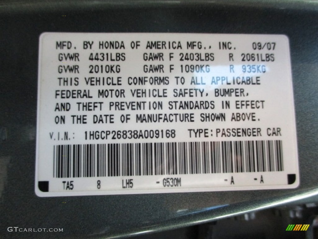 2008 Accord EX-L Sedan - Mystic Green Metallic / Black photo #69