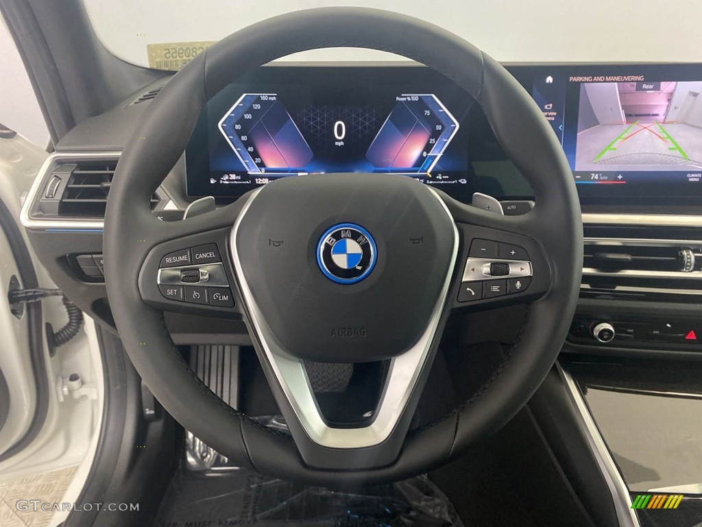 2023 BMW 3 Series 330e Sedan Black Steering Wheel Photo #145008325